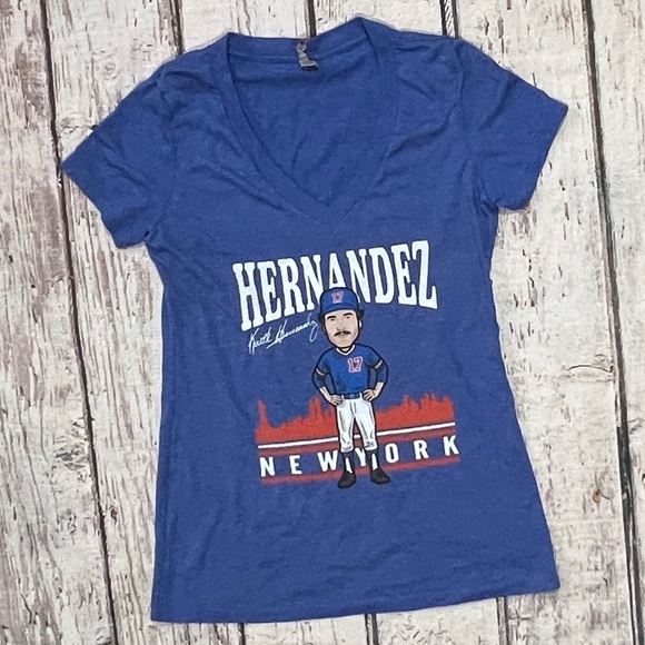 Women's Keith Hernandez New York Mets Cartoon Soft MLB Baseball Tshirt - Picture 1 of 3